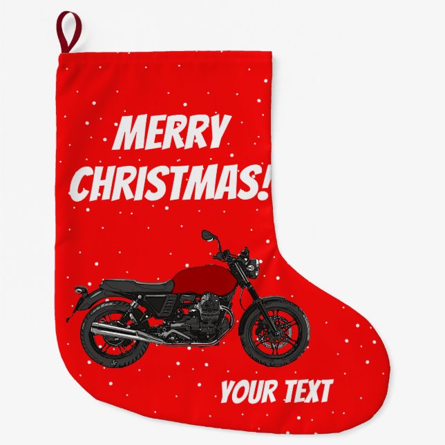 Motorcycle - Merry Christmas Large Christmas Stocking (Front)