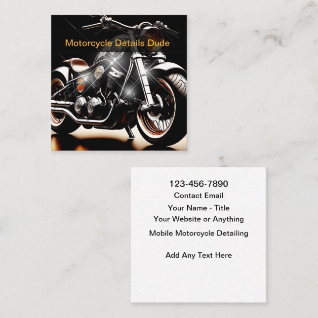 Motorcycle Mobile Detailing Services Square Business Card (Front/Back)