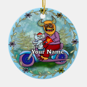 Motorcycle Monster Ceramic Tree Decoration