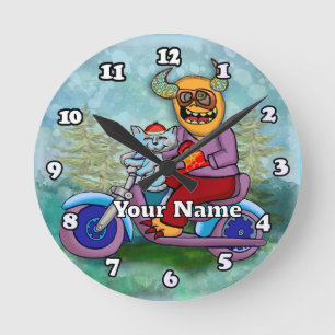 Motorcycle Monster Round Clock