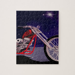 Motorcycle Moonlight Art Jigsaw Puzzle