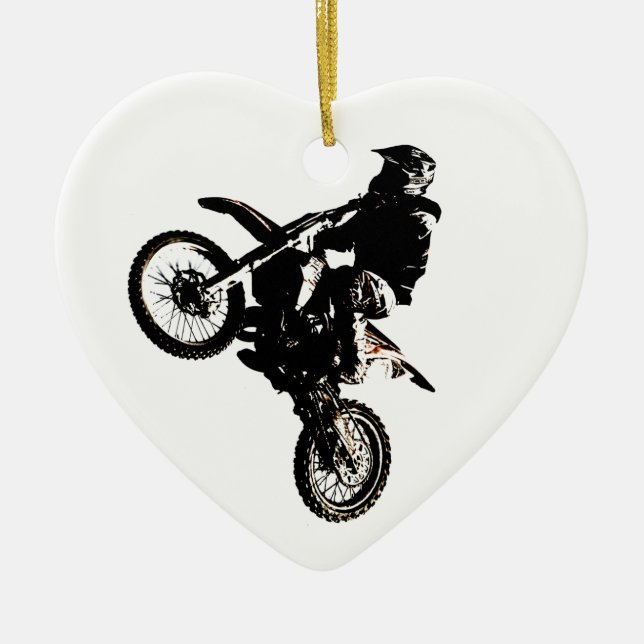 Motorcycle Motocross Ceramic Tree Decoration (Front)