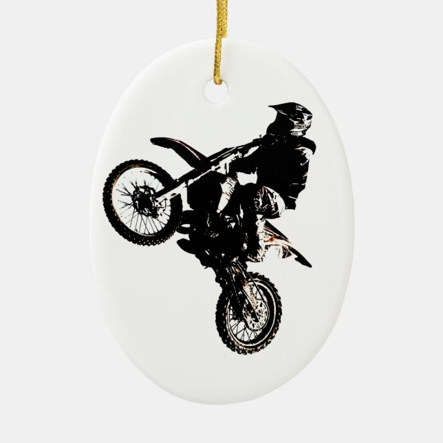 Motorcycle Motocross Ceramic Tree Decoration (Front)