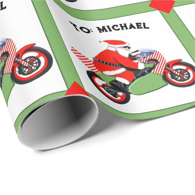 Motorcycle Motocross Christmas Gift Wrapping Paper (Roll Corner)
