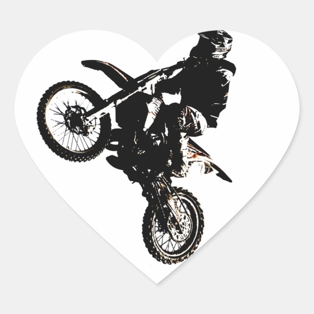 Motorcycle Motocross Heart Sticker (Front)