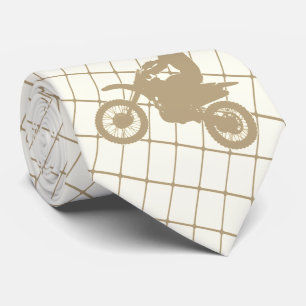Motorcycle Motocross Racing  on Tan Check Necktie