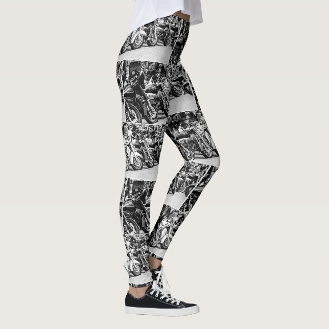 Motorcycle Motorbike Bikers Ride Riders Lifestyle Leggings (Right)