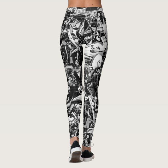 Motorcycle Motorbike Bikers Ride Riders Lifestyle Leggings (Back)