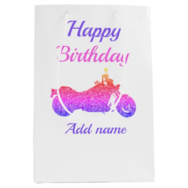 Motorcycle/motorbike personalised gift bag (Front)