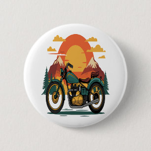 Motorcycle Motorbike Retro Vintage Sunset 6 Cm Round Badge