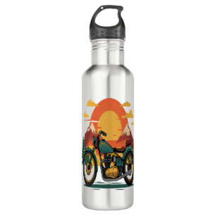 Motorcycle Motorbike Retro Vintage Sunset 710 Ml Water Bottle