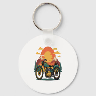 Motorcycle Motorbike Retro Vintage Sunset Key Ring