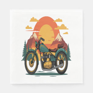 Motorcycle Motorbike Retro Vintage Sunset Napkin