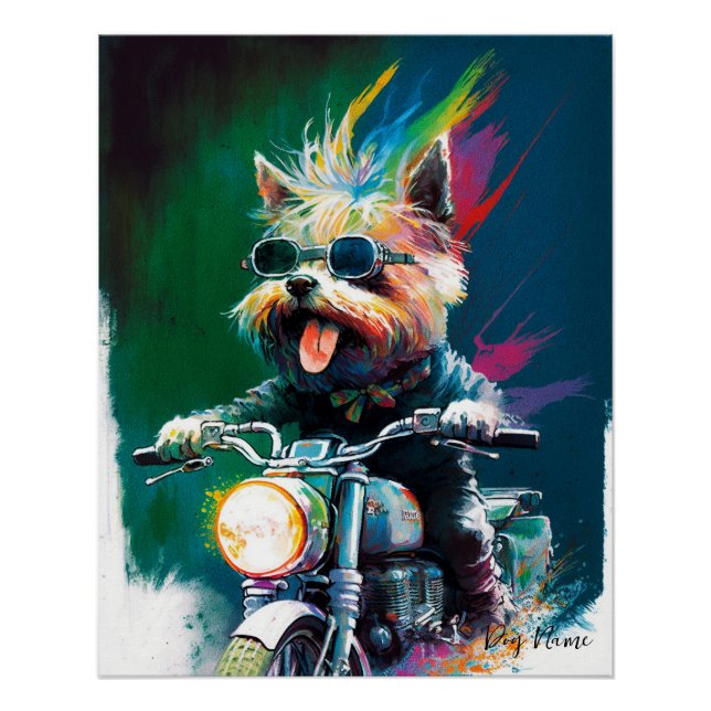 Motorcycle, Motorbike - Yorkshire Terrier Dog 006 Poster (Front)