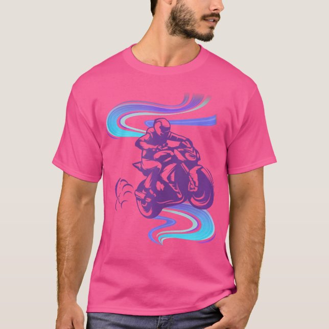 Motorcycle Motorcycles Motorbike Purple Whirl T-Shirt (Front)
