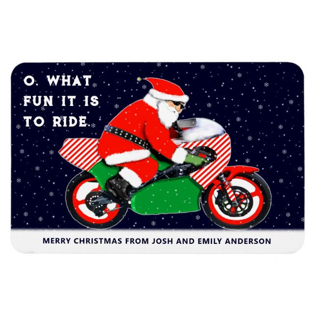 Motorcycle Motorcyclist Biker Christmas Cards Magnet (Horizontal)
