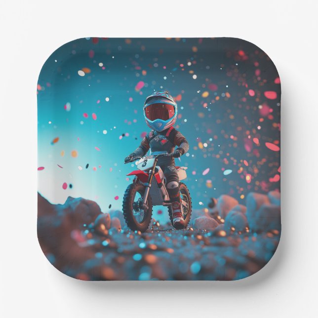 Motorcycle Paper Plate | Boys Birthday party (Front)
