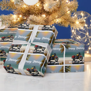 Motorcycle Parked near Ocean Wrapping Paper