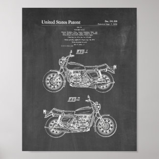 Motorcycle Patent - Chalkboard Poster