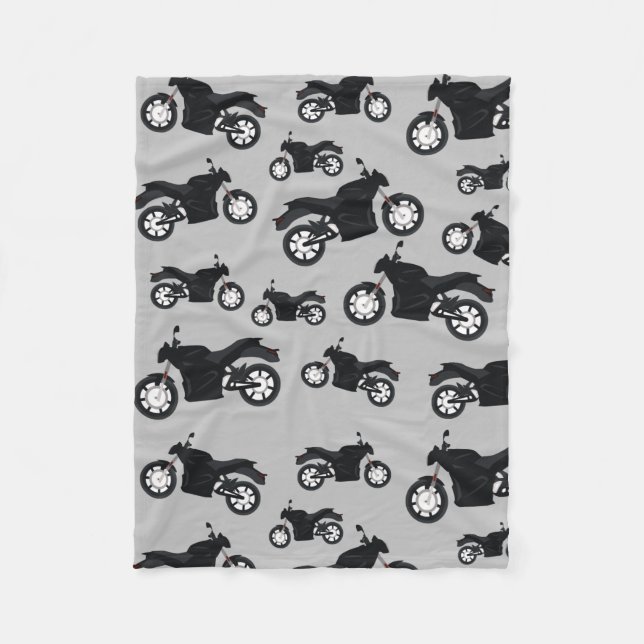 Motorcycle Pattern Fleece Blanket (Front)