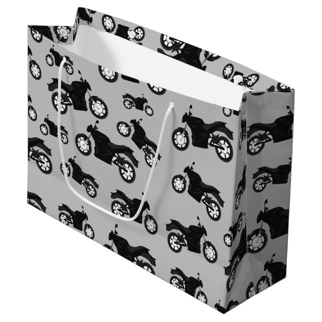 Motorcycle Pattern  Large Gift Bag (Front Angled)