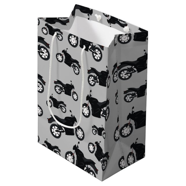 Motorcycle Pattern Medium Gift Bag (Front Angled)