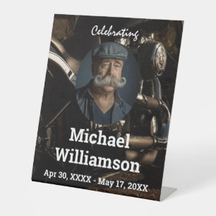 Motorcycle Photo Celebration of Life  Pedestal Sign