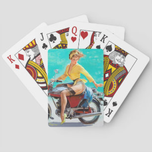 Motorcycle Pin Up Playing Cards