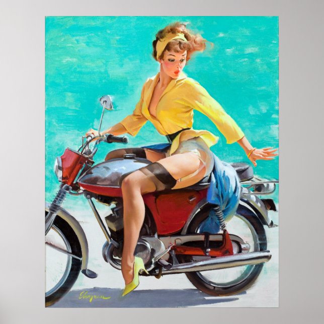 Motorcycle Pin Up Poster (Front)