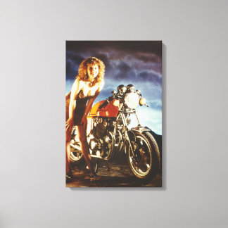 Motorcycle Pinup Girl Canvas Print
