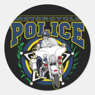 Motorcycle Police Classic Round Sticker