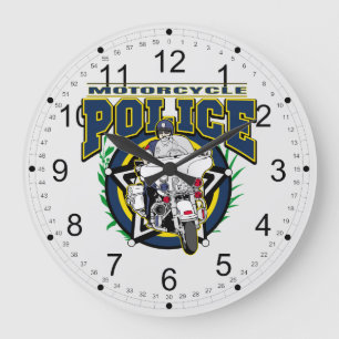 Motorcycle Police Large Clock