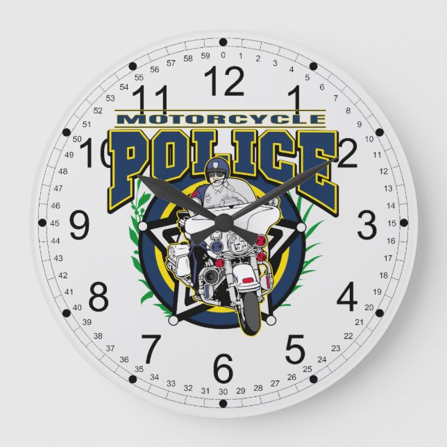 Motorcycle Police Large Clock (Front)