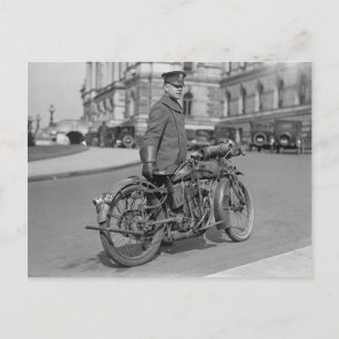 Motorcycle Police Officer, 1922 Postcard
