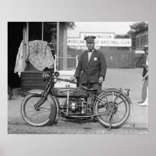 Motorcycle Police Officer, 1922. Vintage Photo Poster