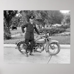 Motorcycle Police Officer, 1932. Vintage Photo Poster