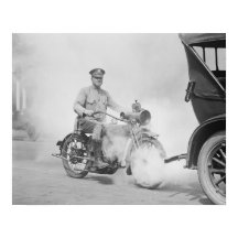Motorcycle Policeman on Duty, 1923. Vintage Photo