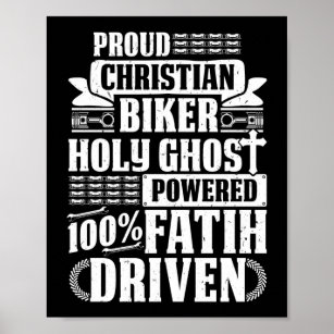 Motorcycle Proud Christian Biker Faith Driven Poster