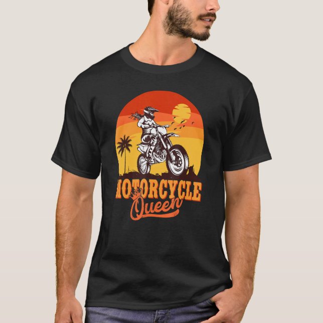 Motorcycle Queen Biker Girl Racer Dirt Bike Motorb T-Shirt (Front)