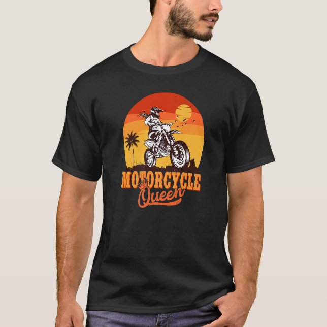 Motorcycle Queen Biker Girl Racer Dirt Bike Motorb T-Shirt (Front)