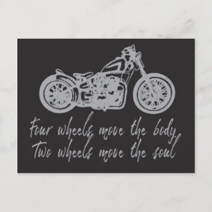 Motorcycle quote for bikers Four Wheels Postcard