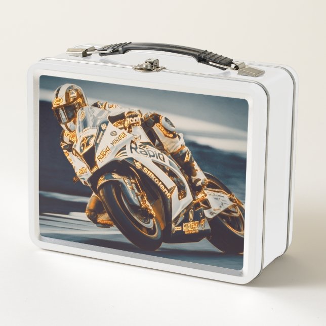 Motorcycle Racer Metal Lunch Box (Front)