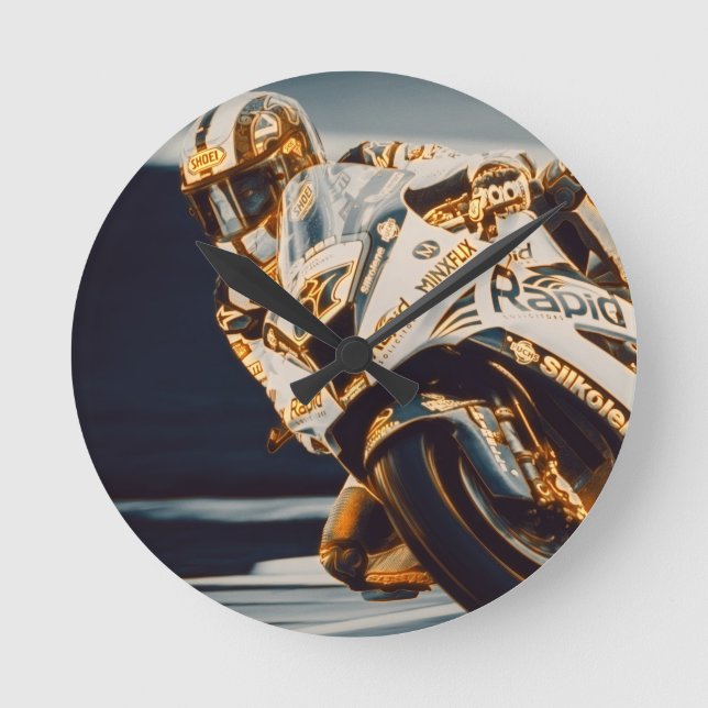 Motorcycle Racer Round Clock (Front)