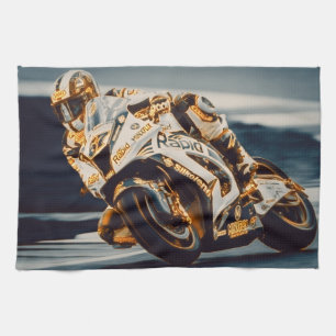 Motorcycle Racer Tea Towel