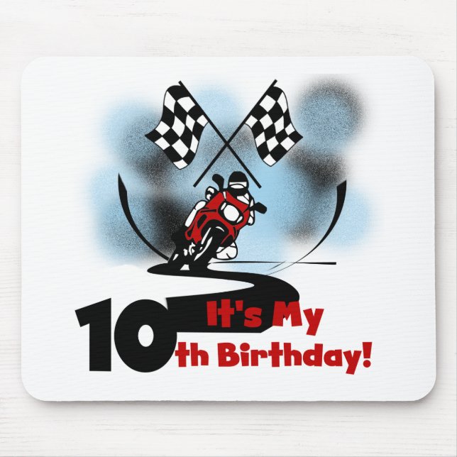 Motorcycle Racing 10th Birthday Mouse Mat (Front)