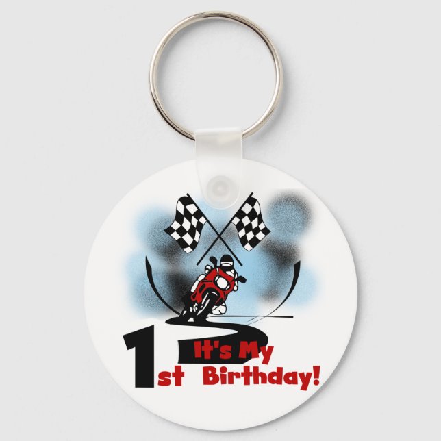 Motorcycle Racing 1st Birthday Tshirts and Gifts Key Ring (Front)