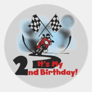Motorcycle Racing 2nd Birthday Tshirts and Gifts Classic Round Sticker
