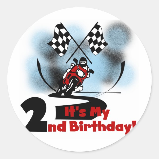 Motorcycle Racing 2nd Birthday Tshirts and Gifts Classic Round Sticker (Front)