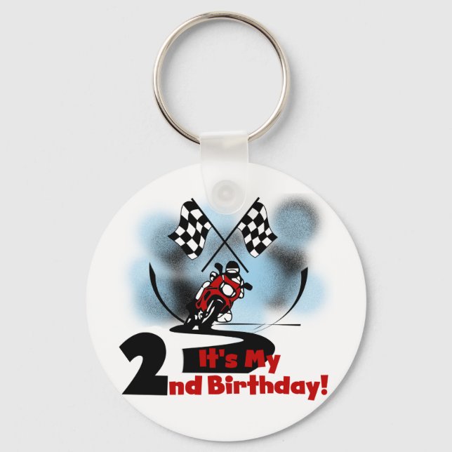 Motorcycle Racing 2nd Birthday Tshirts and Gifts Key Ring (Front)