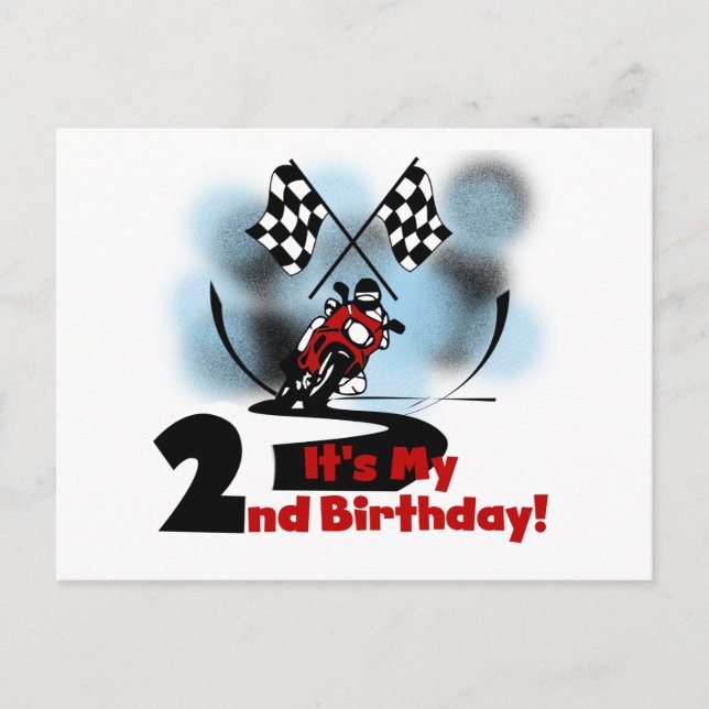 Motorcycle Racing 2nd Birthday Tshirts and Gifts Postcard (Front)
